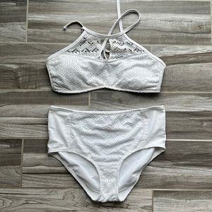 White High Waisted Bathing Suit